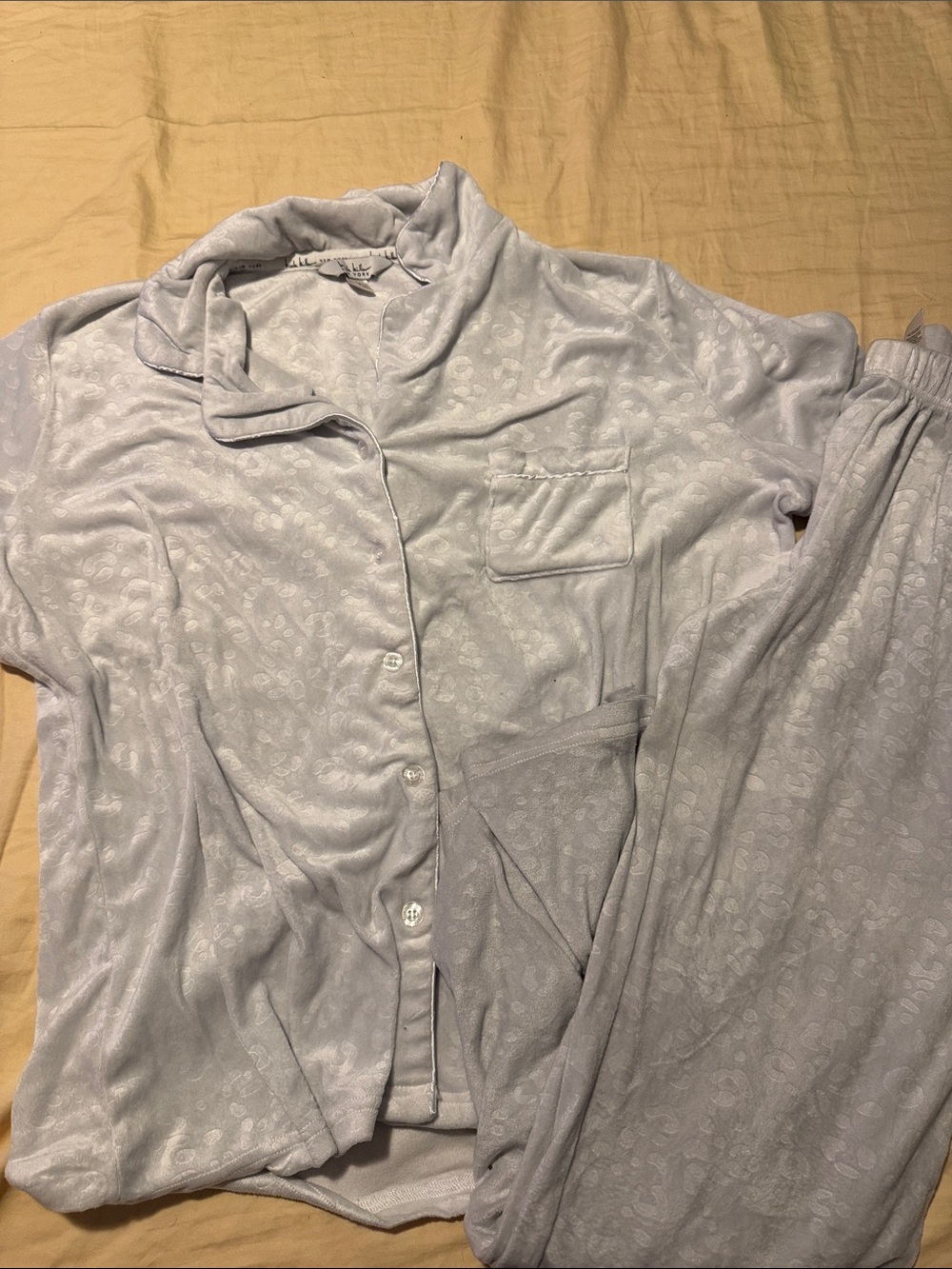 Light Gray cheetah Button-Up Pajama Set